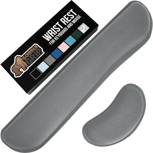 GORILLA GRIP Memory Foam Wrist Rest for Computer Keyboard, 2 Piece Gray