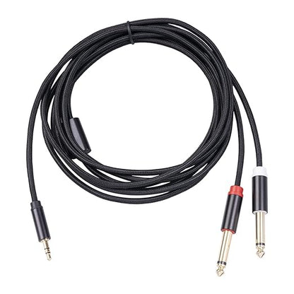 3.5mm to Dual 1/4 Adapter 1/8 to 6.35mm TS Mono Audio Cable Stereo Breakout Cord Y Splitter Compatible with iPhone, iPod, Computer Sound Card, Headphone, Speaker, Home Stereo System (3.3FT/1Pack)