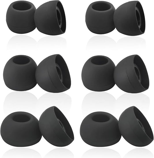 Silicone Earbuds Tips Replacement for True Wireless Earbuds Universal Ear Tips Fit 4.5mm-6mm Nozzle 6 Pairs LMS Black