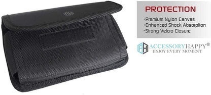 AH Military Grade Nylon Cell Phone Belt Holder for Men Horizontal Pouch Carrying Clip for [iPhone 6 6S 7 8 X XR XS 11 12] iPhone 11 Moto Droid x Holster PRO S8 S9 S7 S20 fits Otterbox or Thick Case