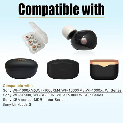 Memory Foam Earbuds Tips for Sony WF-1000XM5 Filter Screen Foam Ear Tips for WF-1000XM5 WF-1000XM4 Case, 3 Pairs Small Ear Tips Gray