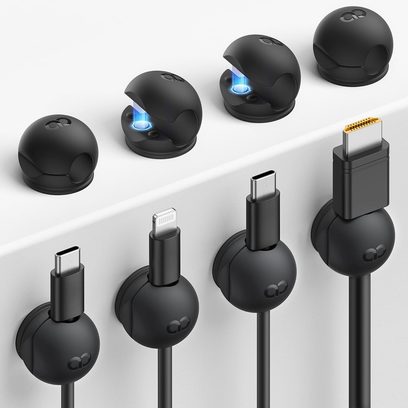 Lamicall 8 Pack Magnetic Cord Organizer, Mini-Soft Silicone Clips