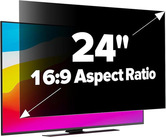 GUDTEKE Upgraded HD Computer Privacy Screen 24 inch, Monitor Privacy Screen for 16:9 Widescreen Removable Anti Glare Computer Screen Cover and Blue Light UV-Blocking Screen Privacy Filter
