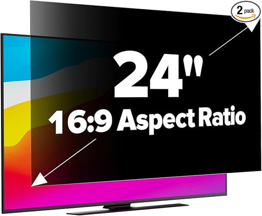 GUDTEKE [2-Pack] HD Computer Privacy Screen 24 inch, Upgraded Computer Privacy Screen for 16:9 Widescreen Removable Anti Glare Cover and Blue Light UV-Blocking Filter