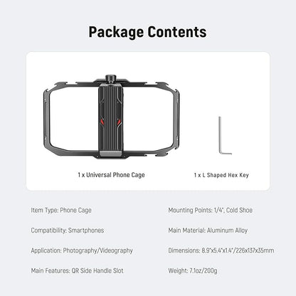 NEEWER Universal Phone Cage, Smartphone Video Rig with Quick Release Mounts Cold Shoes for Videomaker Filmmaking TikTok Vlogging Phone Video Stabilizer Holder Compatible with iPhone Samsung, PA039
