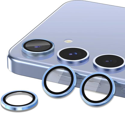 for Samsung Galaxy S25 Plus Camera Lens Protector, Individual Metal Ring Tempered Glass Lens Cover, [Strong Adsorption] Scratch Resistant Ultra-Thin HD Clear Lens Cover, 1 Set-Blue