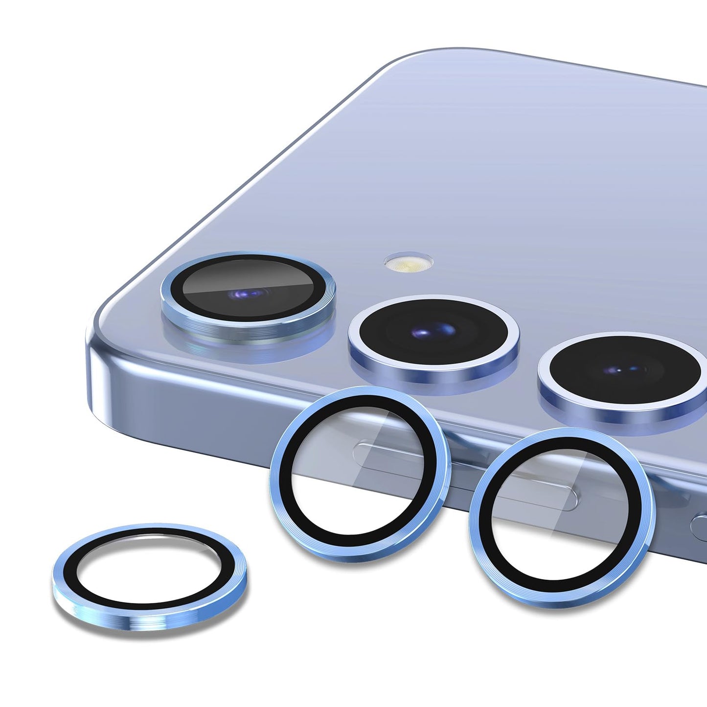 Avocase for Samsung Galaxy S25 Plus Camera Lens Protector, Individual Metal Ring Tempered Glass Lens Cover, [Strong Adsorption] Scratch Resistant Ultra-Thin HD Clear Lens Cover, 1 Set-Blue