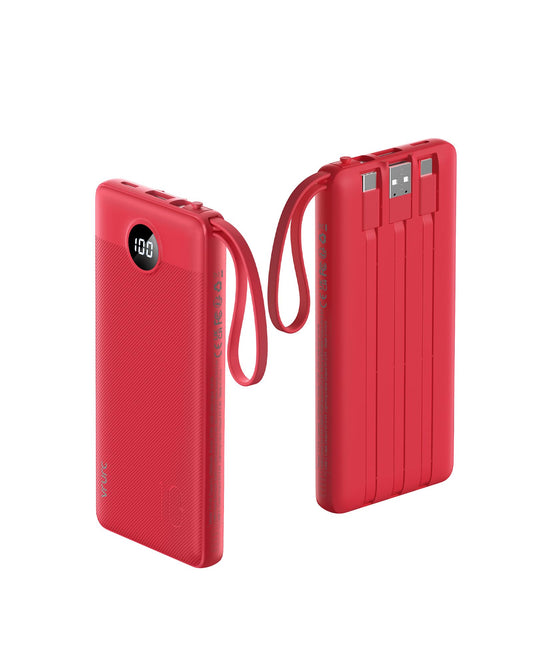 VRURC Portable Phone Charger, Built-in 4 Cables USB C Power Bank 10000mAh