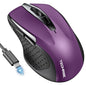 TechRise Bluetooth Mouse (BT5.0/3.0 & 2.4G) Rechargeable Wireless Mouse 2.4GHz with USB A Receiver, 4800 DPI Optical Tracking, 6 Adjustable DPI, Quiet Clicks, 6 Buttons, Wide Compatibility - White