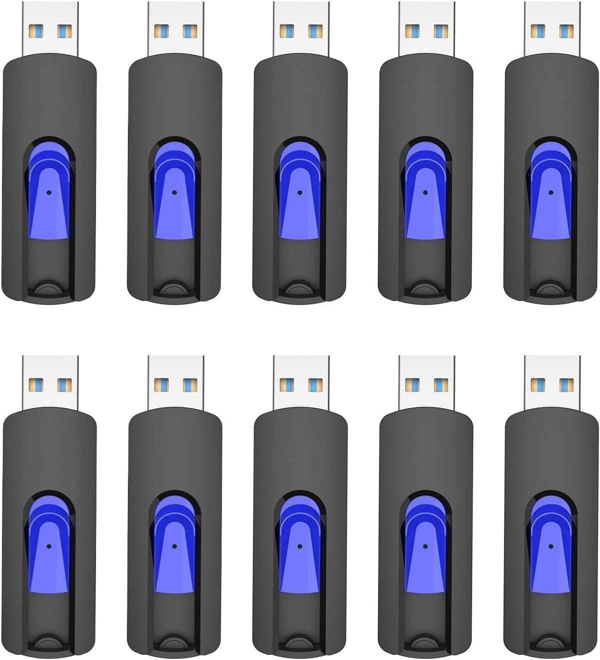 JUANWE 64GB Flash Drives 5 Pack, USB 3.0 Flash Drive Retractable Slide Thumb Drive, Thumb Drives 5 Pack Jump Drives Multipack Bulk USB Drive Data Storage for Computers, Blue