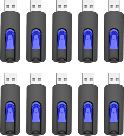 JUANWE 64GB Flash Drives 5 Pack, USB 3.0 Flash Drive Retractable Slide Thumb Drive, Thumb Drives 5 Pack Jump Drives Multipack Bulk USB Drive Data Storage for Computers, Blue