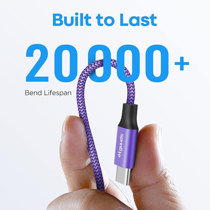 etguuds 6ft USB A to USB C Cable 3A Fast Charging, 2-Pack USB A to USB Type C Charger Cord for iPhone 16 15 Pro/Pro Max/Plus, for Samsung Galaxy S24 S23 S22 S21 S20 S10 A55 A54 Flip Note, Moto, Purple