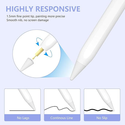 Stylus Pen for iPad 2018-2023 with Palm Rejection, Active Pencil for iPad 10th/9th/8th/7th/6th Generation, for iPad Pro 11/12.9 inch, for iPad Air 5th/4th/3th, for iPad Mini 6th/5th Gen(Sky Grey)