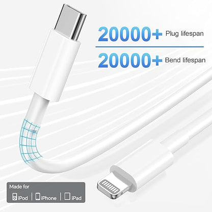 Compatible with iPhone 14 13 12 Charger, 20W Fast Charging Wall Charger, 10 FT USB ightning Cable,Phone Chargerr Cord for Phone 14/13/12/12 Pro Max/11/Xs Max/XR/X,AirPods Pro and More(Pueple/Blue/Red)