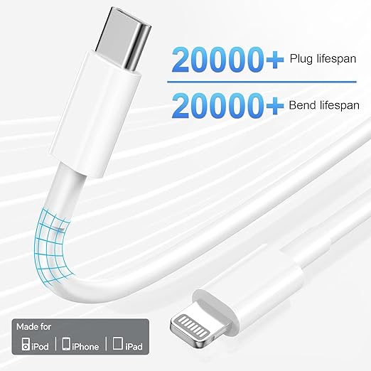 Compatible with iPhone 14 13 12 Charger, 20W Fast Charging Wall Charger,10 FT USB ightning Cable,Phone Charger Cord for Phone 14/13/12/12 Pro Max/11/Xs Max/XR/X,AirPods Pro and More(White/Pink/Black)