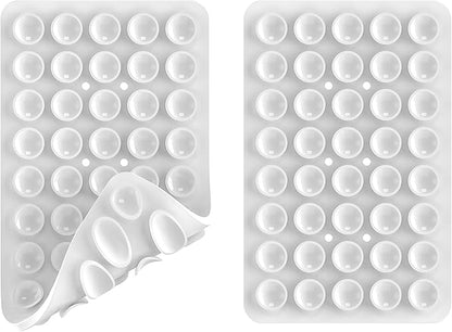 2PACK Silicone Double Sided Suction Phone Case Mount, Detachable Hands Free & Strong Grip Holder for Selfies & Videos, Compatible iPhone Android (White, 2Pack 40 Suction Cups)