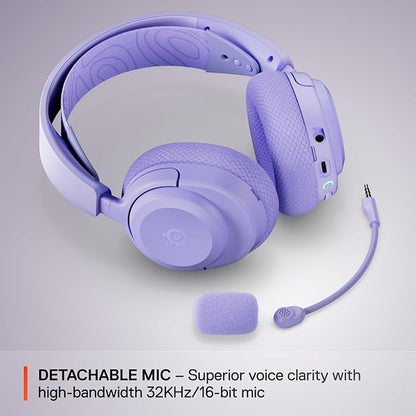 SteelSeries Arctis Nova 3P Wireless Multi-Platform Gaming Headset — Mobile App Control — 40 HR Battery — Neodymium Magnetic Drivers — 2.4GHz/Bluetooth — PS5, PS4, PC, Switch, Mobile — Lavender