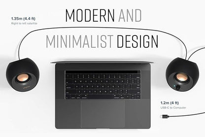 Creative Pebble V3 Minimalistic 2.0 USB-C Desktop Speakers with USB Audio, Clear Dialog Enhancement, Bluetooth 5.0, 8W RMS with 16W Peak Power, USB-A Converter Included (White)