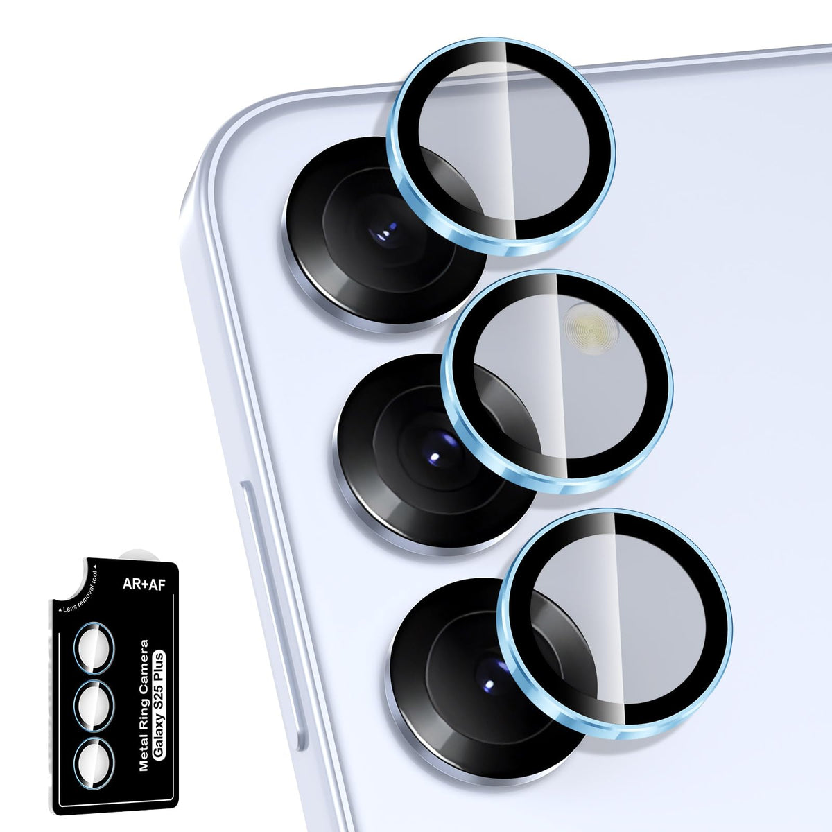 Avocase for Samsung Galaxy A36/A56 Camera Lens Protector, Individual Metal Ring Tempered Glass Lens Cover, [Strong Adsorption] Scratch Resistant Ultra-Thin HD Clear Lens Cover, 1 Set-Black