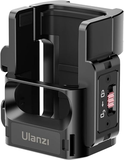 ULANZI PK-06 Expansion Adapter Accessories for DJI Osmo Pocket 3 - Aluminum Protective Cage Metal Bracket Mount with 1/4 Screw Holes/Gopro Adapter/Cold Shoe/Osmo Action Quick-Release