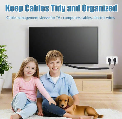3/8 inch Cord Protectors from Pets No Chew, 10ft Wire Protector Cord Covers for Pets, Flexible Cable Management Sleeve for USB Power Cords Audio Video Cords Phone Charging Cables, Black