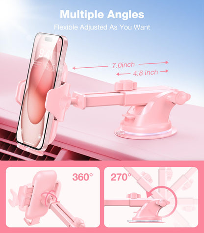 VICSEED [True Strongest Suction [Rally Racing-Grade Stability] Phone Holders for Your Car 2026 Upgraded Car Phone Holder Mount Truck Stand Cradle for iPhone Samsung All Phones, Pink