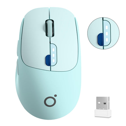SEUNKWANG Dual-Mode Wireless Mouse with Visible Battery Indicator, Silent Rechargeable Bluetooth & 2.4G Computer Mouse, 1600 DPI, One-Click Desktop Privacy Key, Portable Mice for Laptop/PC/Mac - Blue