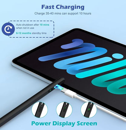 Moko Stylus Pens for Touch Screens, Fast Charge Stylus Pen for Apple iPad/iPhone/Samsung/Lenovo/iOS/Android Tablets&Smart Phone Universal Stylus Capacitive Screen Pencil with Power Display, Black