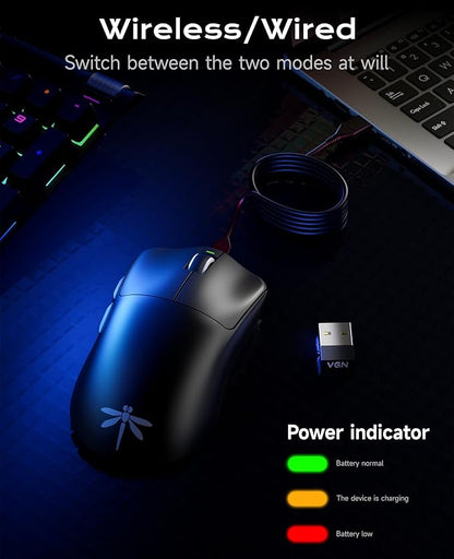 VGN F1 Pro Max Lightspeed Wireless Gaming Mouse with Dual-Mode 2.4G/Type-C Wired - 25K Sensor - 26,000 DPI - 55g Lightweight - 6 Programmable Buttons - Up to 200h Battery Life for PC/Mac- Black