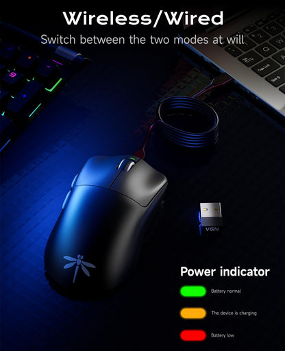 VGN Dragonfly F1 Pro Max Wireless Gaming Mouse, 130h Playtime Long Endurance, 55g Lightweight, PAW3395 26K DPI Flagship Sensor, 4000Hz Polling Rate Supported, Low Latency Esports Peripherals, Black