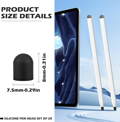 20Pcs Replacement Tips Silicone Rubber Touch Screen Pens Tips for Touch Pen (8 * 8mm)
