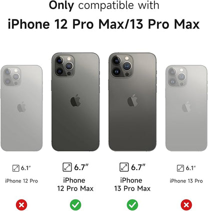 SURITCH for iPhone 13 Pro Max/12 Pro Max Case with Magnetic Camera Slide Cover and Adjustable Kickstand, Compatible with MagSafe, Shockproof Bumper Case Slim Protective Cover 6.7 Inch, Black