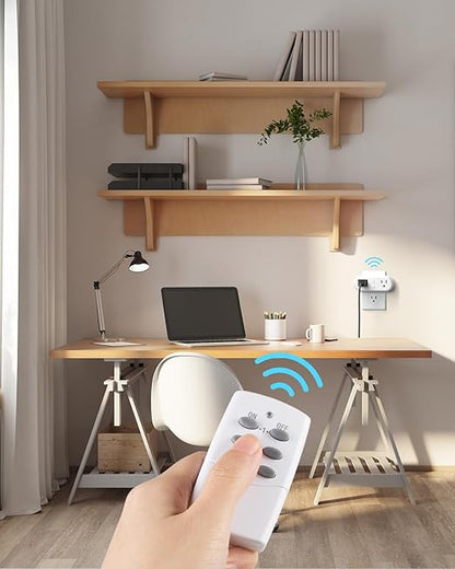 HBN Wireless Remote Control Outlet with 2 Individual Switch Control, Compact Design Sockets Plug Up to 100ft Remote Range, Battery Included, 15A/1875W, ETL Certified