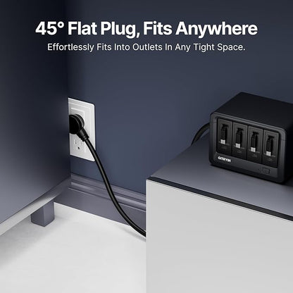 Gitryin 12-in-1 Desktop Charging Station with 4 Retractable Type-C Wall Chargers, 40W USB-C Power Strip with Flat Plug, Extension Cord with 1020J Surge Protection for Home Office