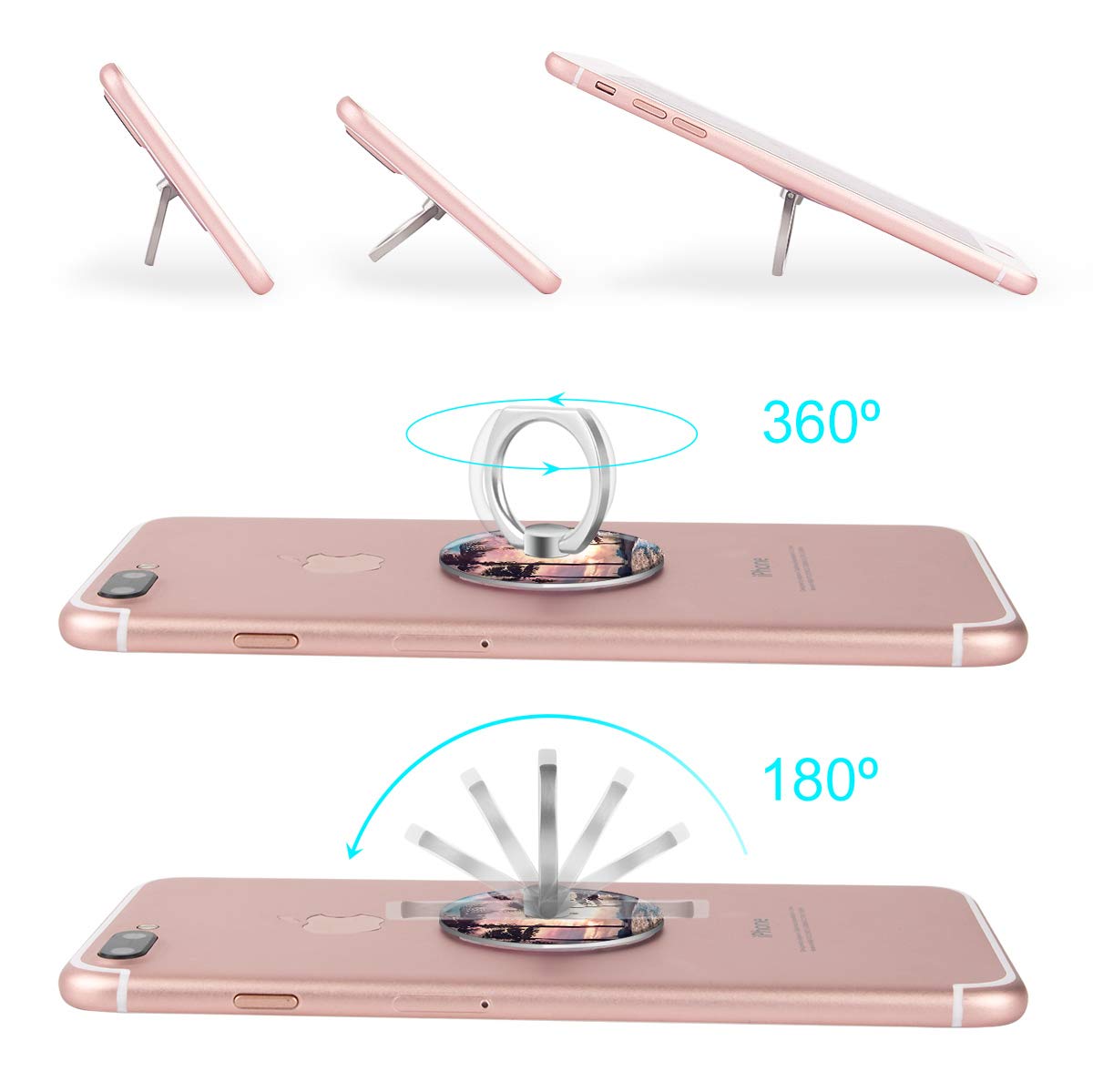 Bonoma Cell Phone Ring Holder Stand, 3 Pack Sunset Beach Palm Tree 360 Rotation Universal Smartphone Ring Grip Stand Compatible with Smartphones and Tablets