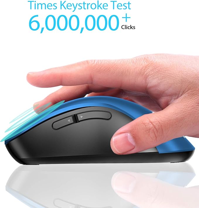 memzuoix 2.4G Portable Wireless Mouse, 1400 DPI Mobile Optical Cordless Mice with USB Receiver for Computer, Laptop, PC, Desktop, MacBook, 5 Buttons, Blue