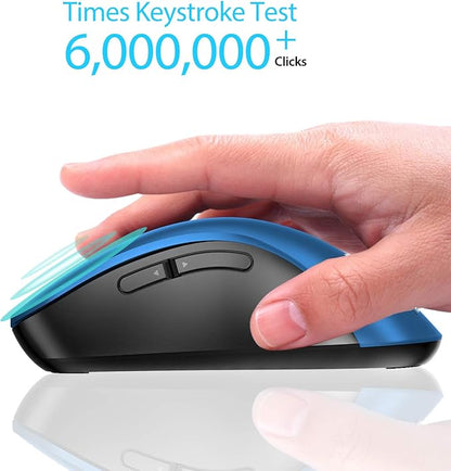 memzuoix 2.4G Portable Wireless Mouse, 1400 DPI Mobile Optical Cordless Mice with USB Receiver for Computer, Laptop, PC, Desktop, MacBook, 5 Buttons, Blue