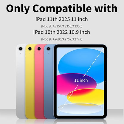JKSML for iPad(A16) 11th/10th Generation Case with Keyboard (11/10.9 inch) 2025/2022, Wireless Detachable Bluetooth Cover with Trackpad, Flip Stand Case Thin with Pencil Holder, Cream White