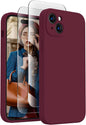 FireNova Designed for iPhone 15 Plus Case, Silicone [Camera Protection] Case with [2 Screen Protectors], Soft Anti-Scratch Microfiber Lining Inside, 6.7 inch, Plum