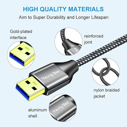 USB 3.0 A to A Male Cable 10 ft,Super Speed Type A Male to Male Cable USB 3.0 Double End USB Cord for Hard Disk, Cameras,Laptop Cooler, DVD Player and More (10FT/3M)