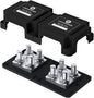 400A Bus Bar 8 M10 (3/8 inch) Terminal Studs Modular Design Tin Plated Copper Distribution Block Negative Pole Electrical Buss Bars 12-48 V DC with Cover for Trailer Marine Boat Car RV