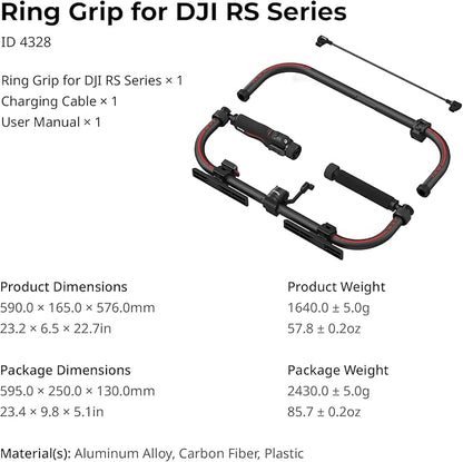SMALLRIG Stabilizer Handheld Ring Grip for DJI RS 2 / RS 3 Pro/RS 4 / RS 4 Pro Gimbal, Supports Various Controls, Integrated Foldable Design, Max Load 17.6 lb - 4328