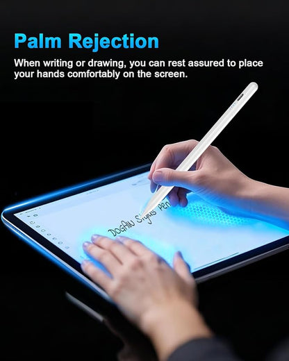 Stylus Pen for iPad 9th&10th - Type-c Charging Pencil for ipad Palm Rejection Active Pen Compatible with (2018-2025) Apple iPad 6/7/8/9/10/11(A16), Air 3/4/5/M2/M3, Mini 5/6, Pro 11"/12.9"/M4 (White)