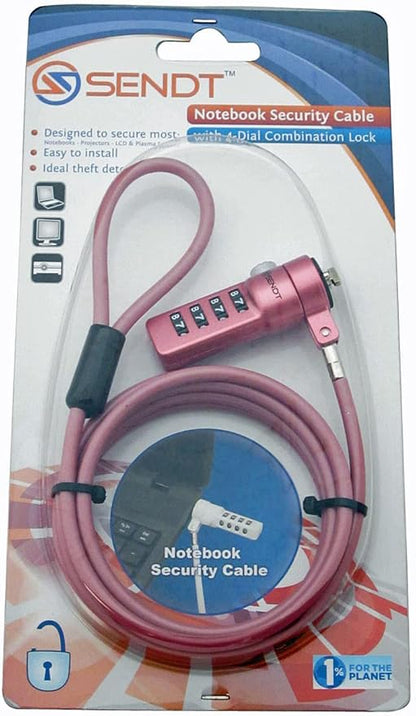 Sendt Pink Notebook/Laptop Combination Lock Security Cable