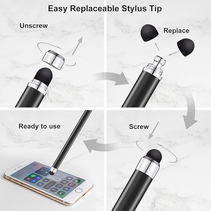 Stylus Pens for Touch Screens 12 Pack Linfanc Stylus Pen for iPad High Sensitivity and Precision Capacitive Stylus Pen forTouchscreen, 12 Pc Matte Black Stylus Pen with Extra 24 Replacement Tips