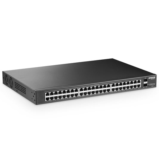 48 Port Full PoE Gigabit Switch with 2 Gigabit SFP, IEEE802.3af/at Max 800W, YuLinca Unmanaged Rackmount Gigabit PoE Switch