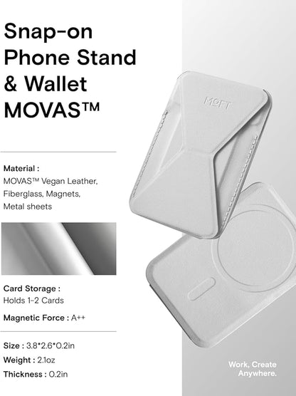 MOFT Magnetic Wallet Stand Compatible with iPhone 16/15/14/13/12 Series, Angle Adjustment & Magsafe Compatible MOVAS Phone Stand, Misty Cove