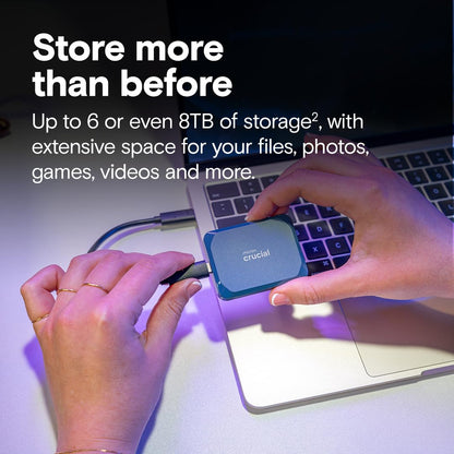 Crucial X10 1TB Portable SSD, Up to 2,100MB/s, USB 3.2 USB-C, External Solid State Drive, Compatible with Windows, Mac & Android, Durable Storage for Games, Photos & Files, Blue - CT1000X10SSD9-02