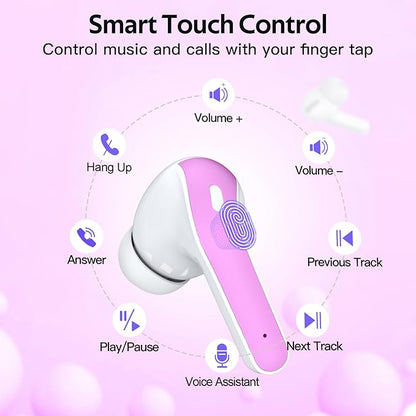 TAGRY Bluetooth Headphones True Wireless Earbuds 60H Playback LED Power Display Earphones with Wireless Charging Case IPX5 Waterproof in-Ear Ear buds with Mic for TV Smart Phone Laptop Computer Sports