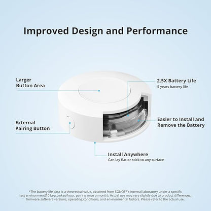 SONOFF Zigbee Switch, SNZB-01P Wireless Push Button, Supports to Create Smart Scenes, Trigger The Connected Devices on eWelink APP with Three Control Options, SONOFF ZigBee Bridge Required, 1Pack